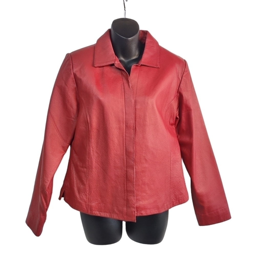 Bagatelle Women's Burgundy Red 100% Genuine Leather Blazer Jacket ZIP Up Size 10
